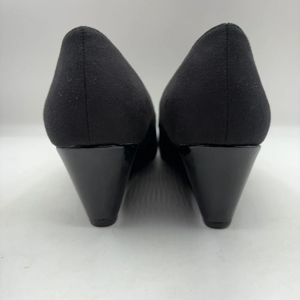 Comfort Plus by‎ Predictions Black Peep Toe Wedge Heels Size 10